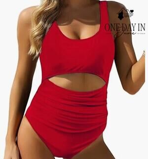 Vimpunec Cut Out Tie Back One Piece Swimsuit Red NWT Size XL